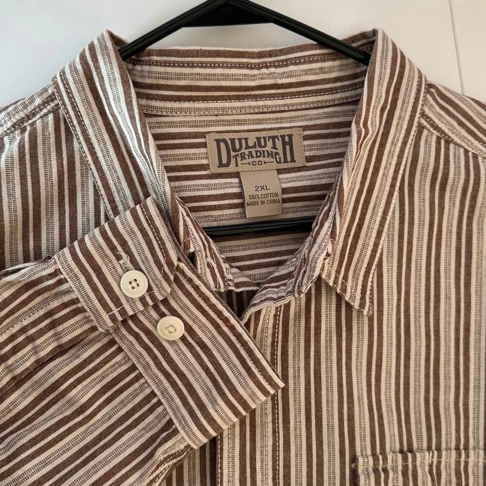 Duluth Trading Co. Men’s Striped Cotton Button-Down Shirt Size XXL Thick Heavy